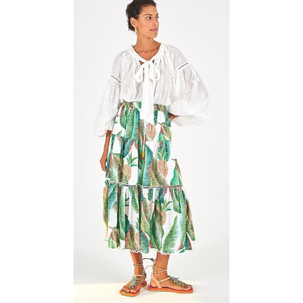 Anthropologie Farm Rio Forest Palm Maxi Skirt Size Medium